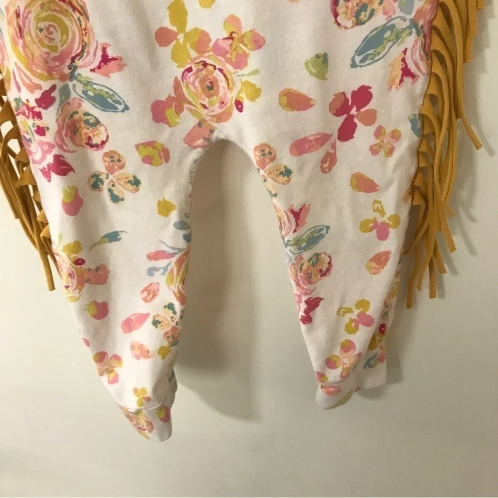 3/$15 My Wild arrow co kids boho floral fringe jumpsuit size 9-12 months